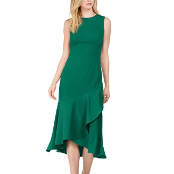 Calvin Klein Dresses & Skirts - Green Calvin Klein Flounce Flow Midi Sheath Dress